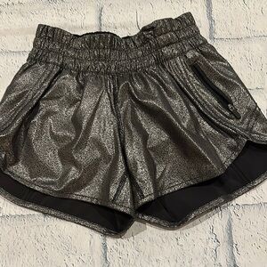Lululemon Track That Metallic Silver Shorts